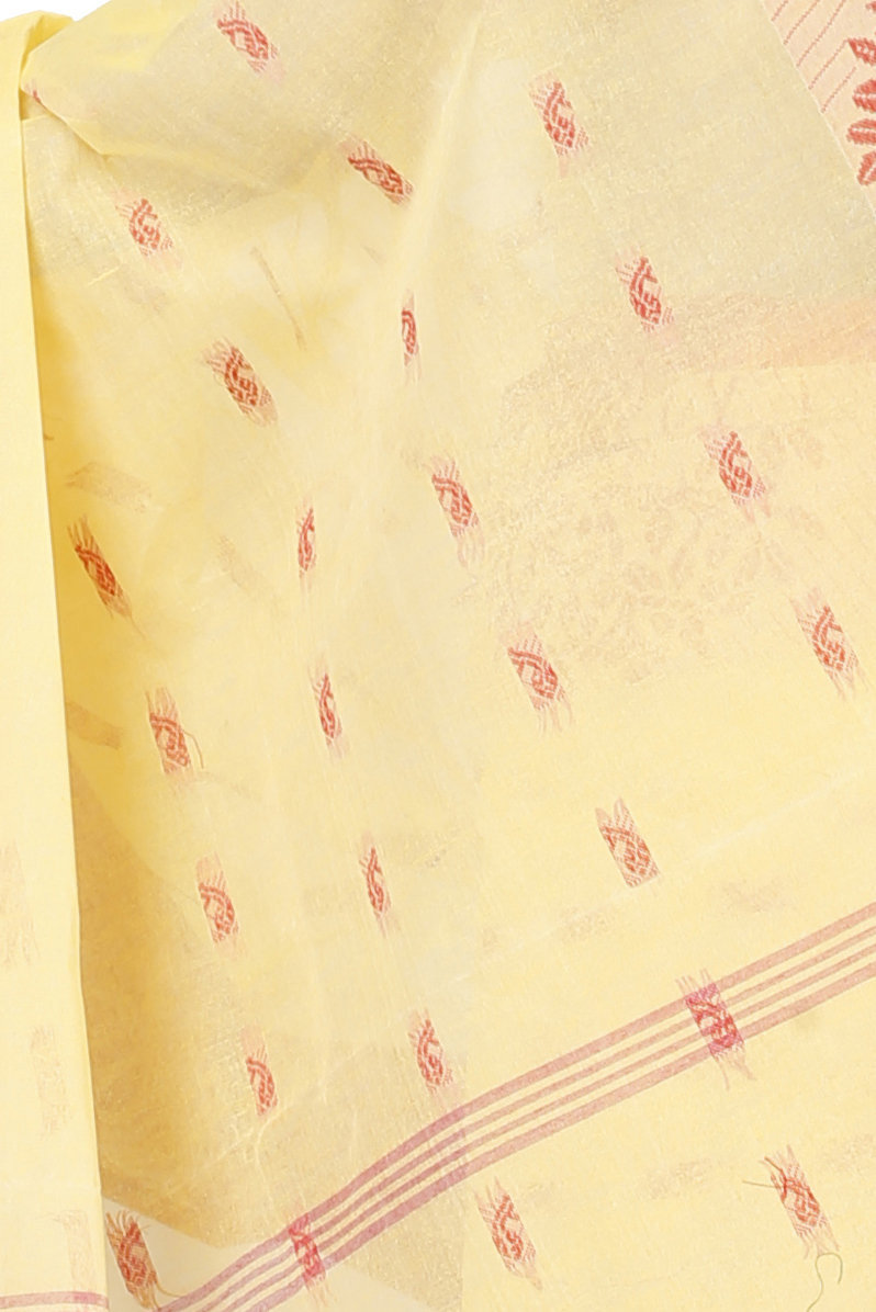 Light Yellow Pure Cotton Somaya Tant Saree (1043)